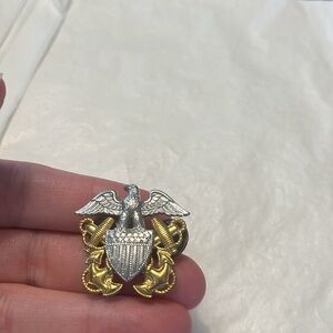 Silver and Gold Eagle US Military Pin